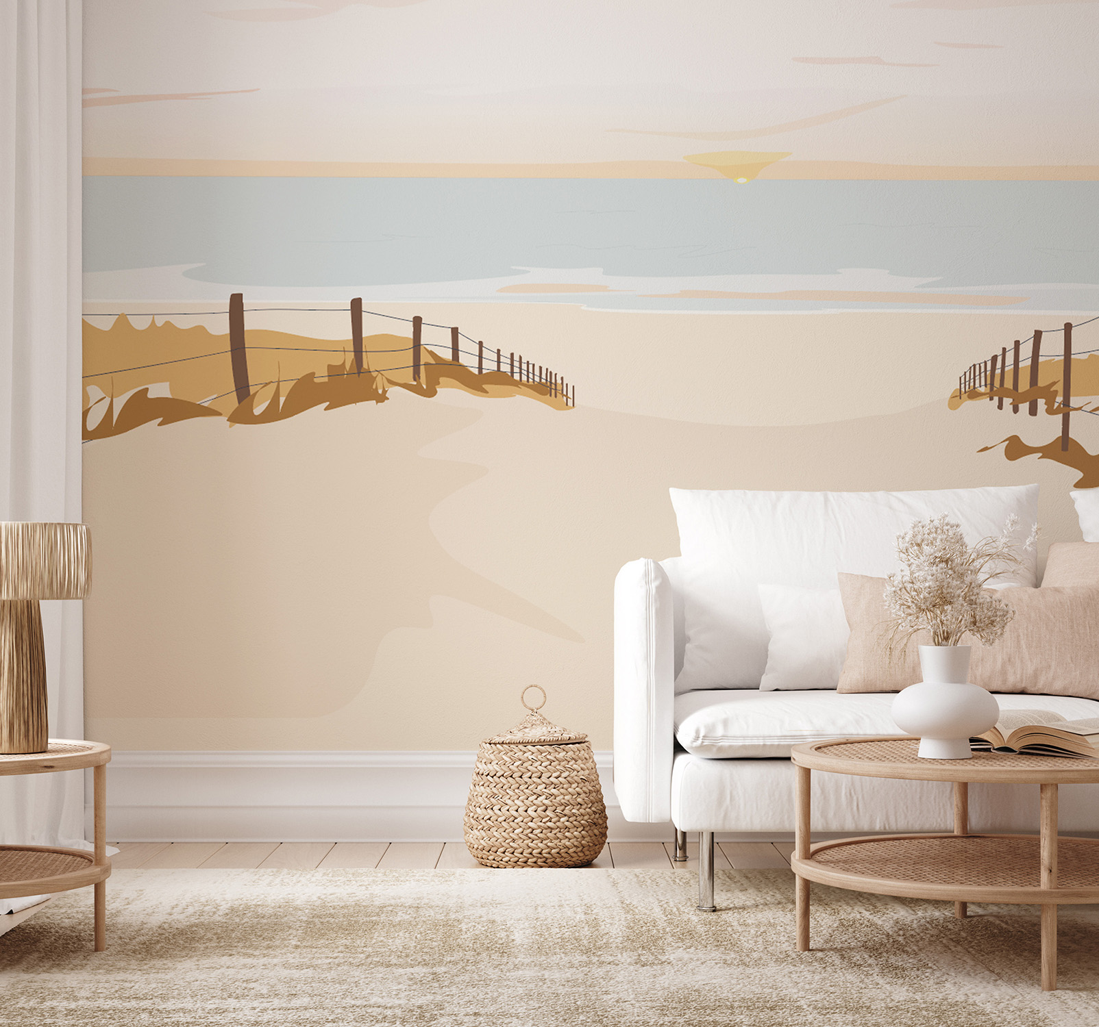 Papier peint panoramique illustration plage océane sud ouest